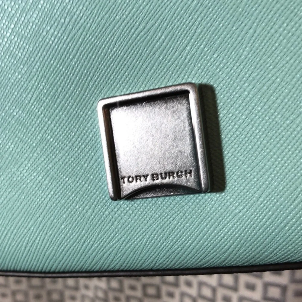 TORY BURCH Emerson Top Handle Crossbody Soft Aqua With Silver Embellishment NWT - Picture 5 of 11